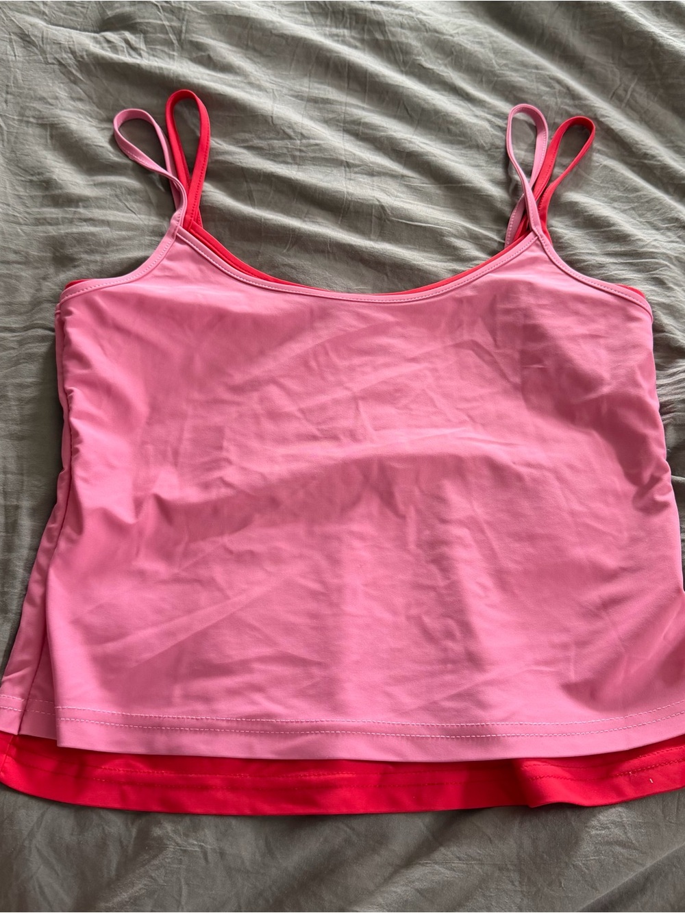 Missguided Pink Layered Spaghetti Strap Tank Top